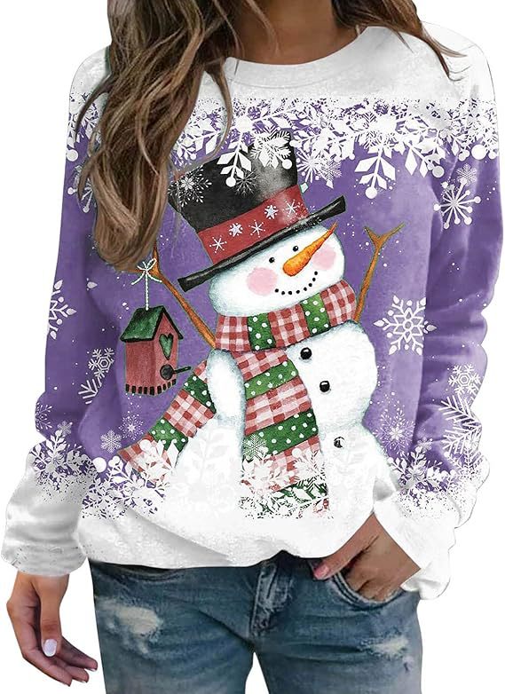 Animal Christmas Print Pullover Sweatshirt
