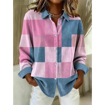 print turn-down collar shirt