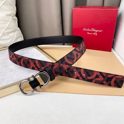 Salvatore Ferragamo Adjustable &amp; Reversible Logo All Over Men Belt &