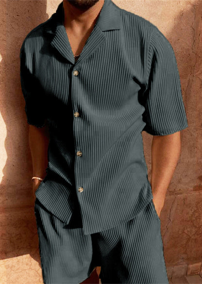 Men Corduroy Casual Shorts Suit