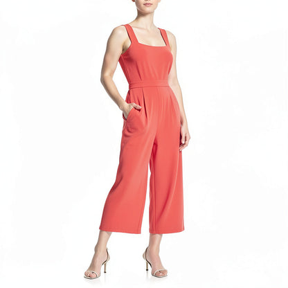 Aqua Tie-Back Wide-Leg Jumpsuit, Size Large
