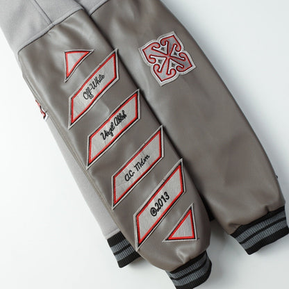 AC Milan Off-White Gray Varsity Wool Jacket
