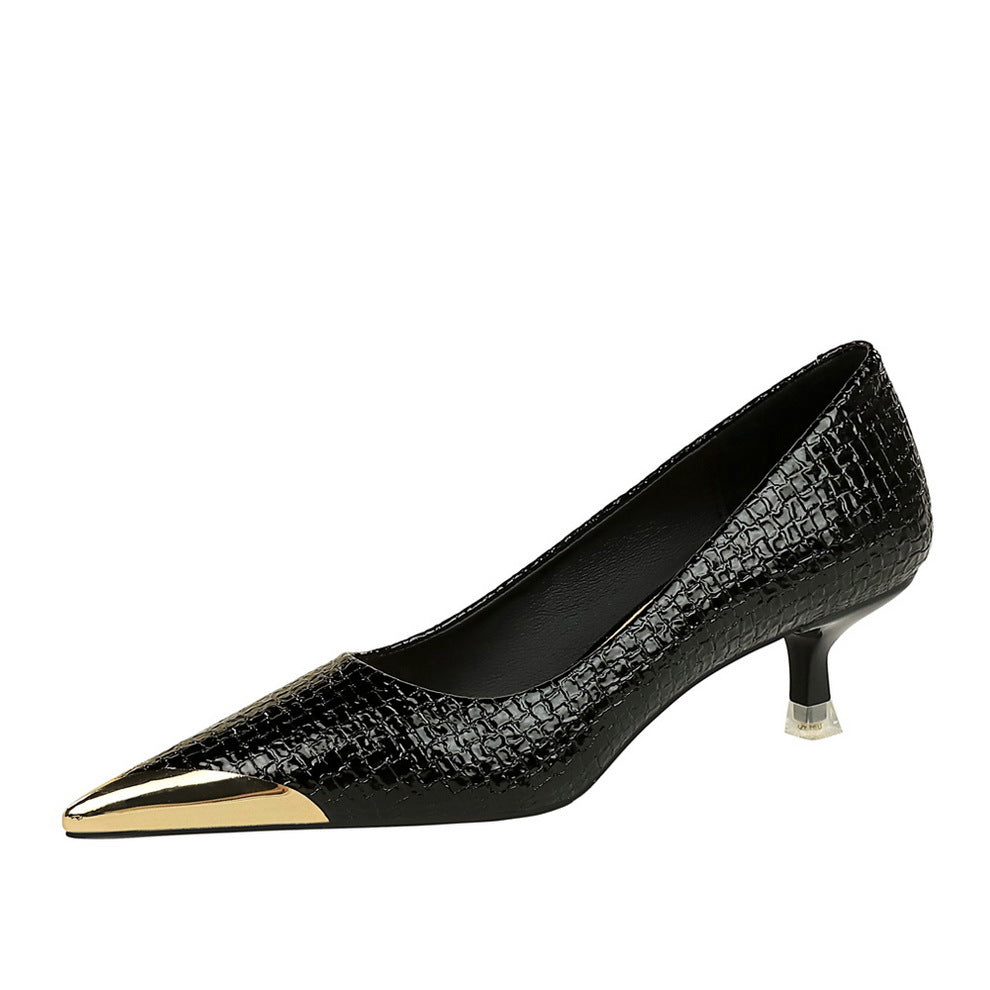 Retro Metal Toe Slim Heel Women Party Shoes