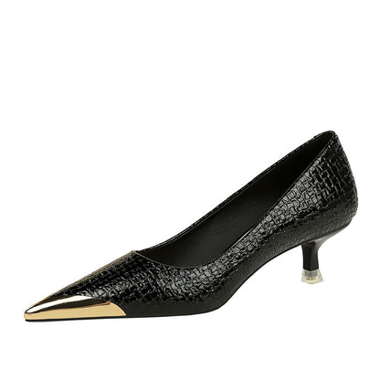 Retro Metal Toe Slim Heel Women Party Shoes