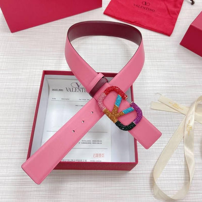 VALENTINO GARAVANI V logo Rainbow Reversible Leather Belt &