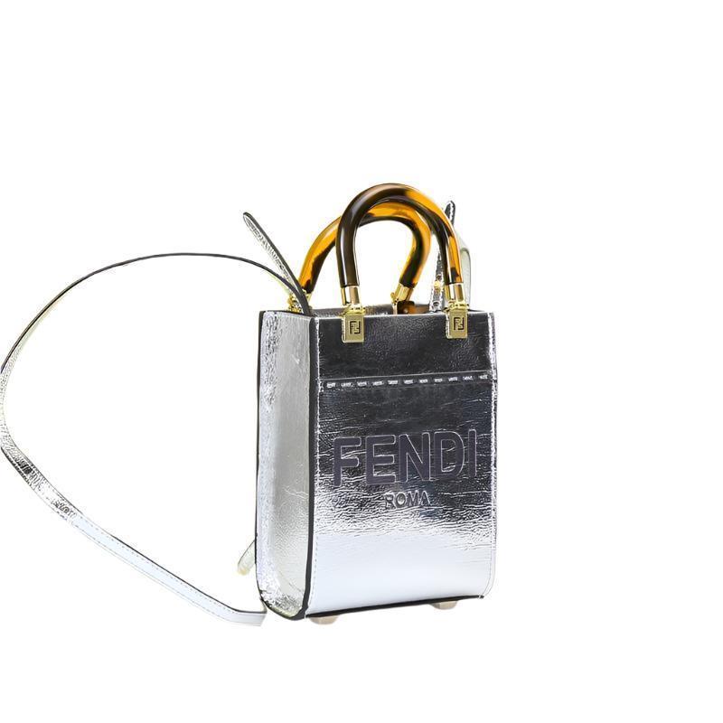 Fendi  Vitello King Plexiglass Logo Embossed Mini Fendi Sunshine Shopper Tote