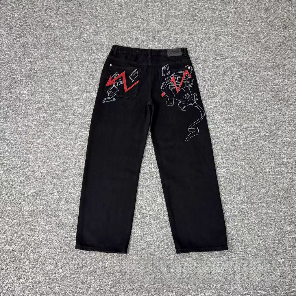 Casual Long Pants Plum Blossom Embroidery