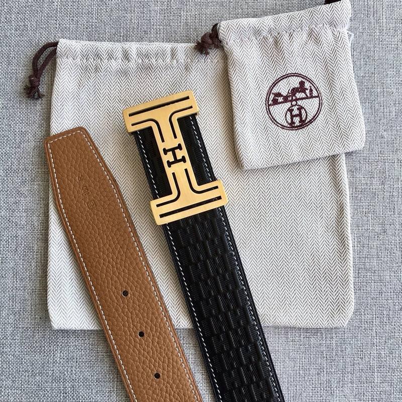Hermes Men Gold Buckle Belt &