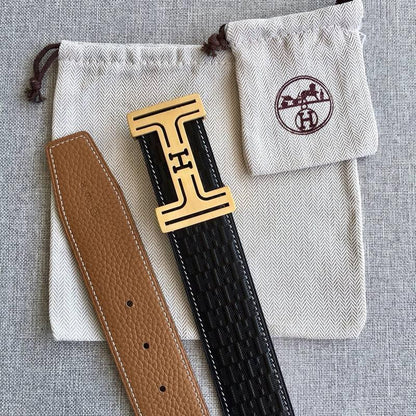 Hermes Men Gold Buckle Belt &