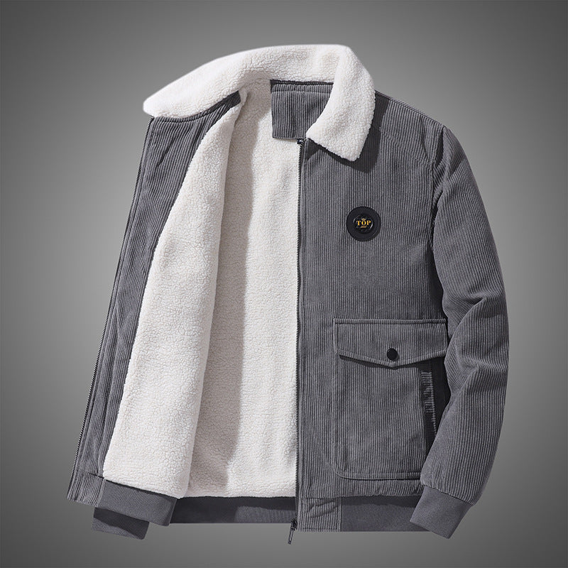 Mens Corduroy Fleece Lined Winter Jacket