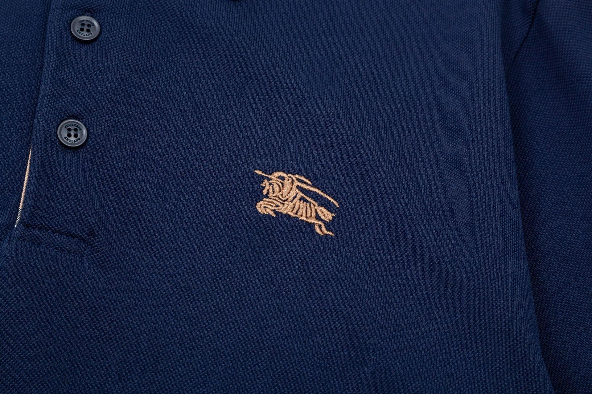 Burberry Blue T-Shirt With Collar