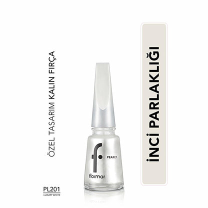 Flormar Pearly Luxury White Nail Polish: Intense Pigment, Shimmer Finish, Long Lasting - Dazzling White Nail Color