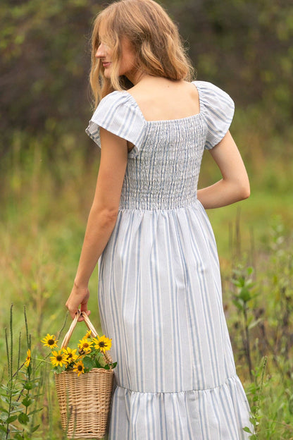 Summer Flutter Sleeve Midi Dress: XL