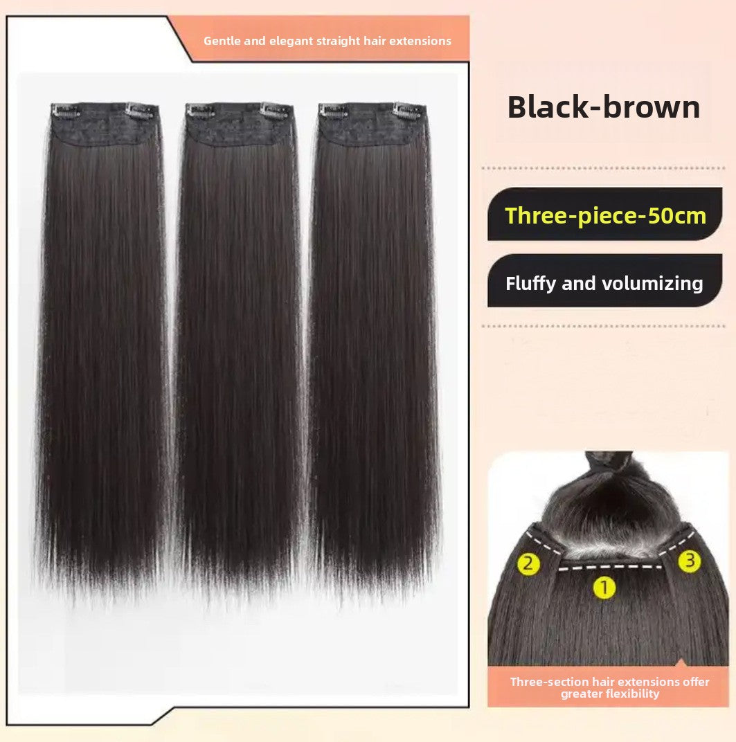 Long Straight Hair Extensions Three-Piece Set