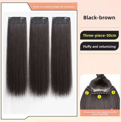 Long Straight Hair Extensions Three-Piece Set