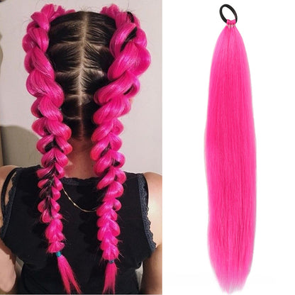 Long braids with hair loops and false braids