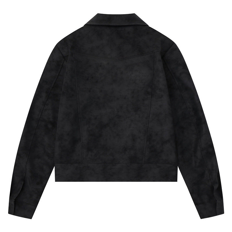 Slim-fit Faux Suede Biker Jacket