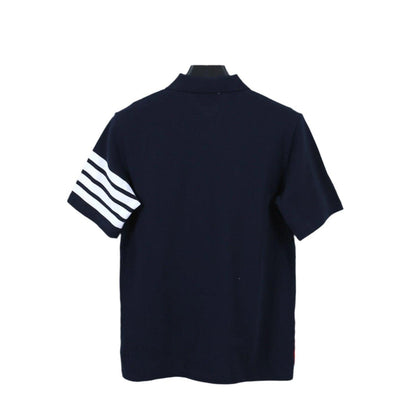 Thom Browne Navy Blue T-Shirt with Collar