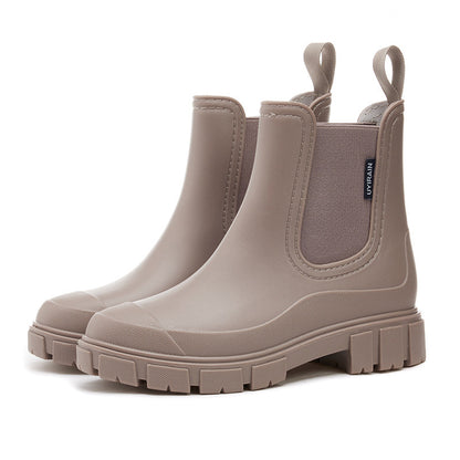 Women Waterproof Mid-Calf PVC Rain Boots with Non-Slip Sole