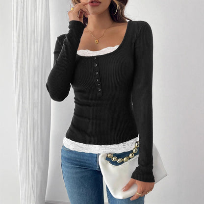 Lace Detail Slim Fit Blouse