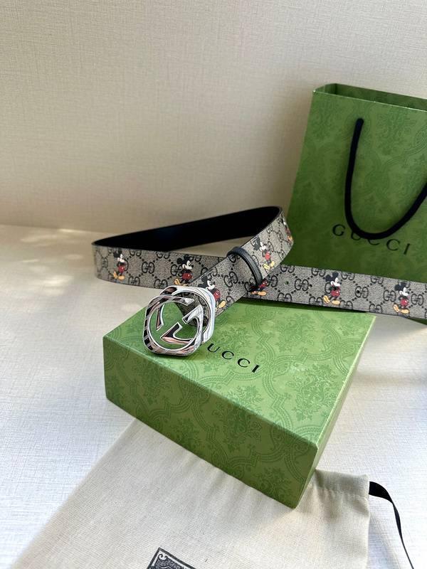 GUCCI x Mickey Mouse Embellished coated-canvas and leather belt &