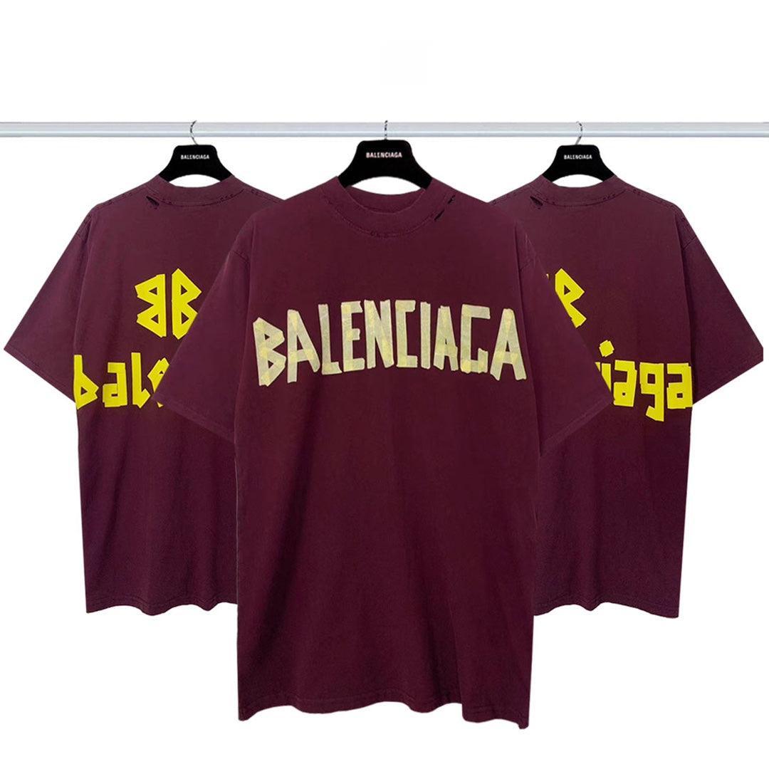 Balenciaga Dark Red T-Shirt Without Collar