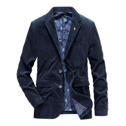 Mens Corduroy Suit Jacket Retro Casual Blazer