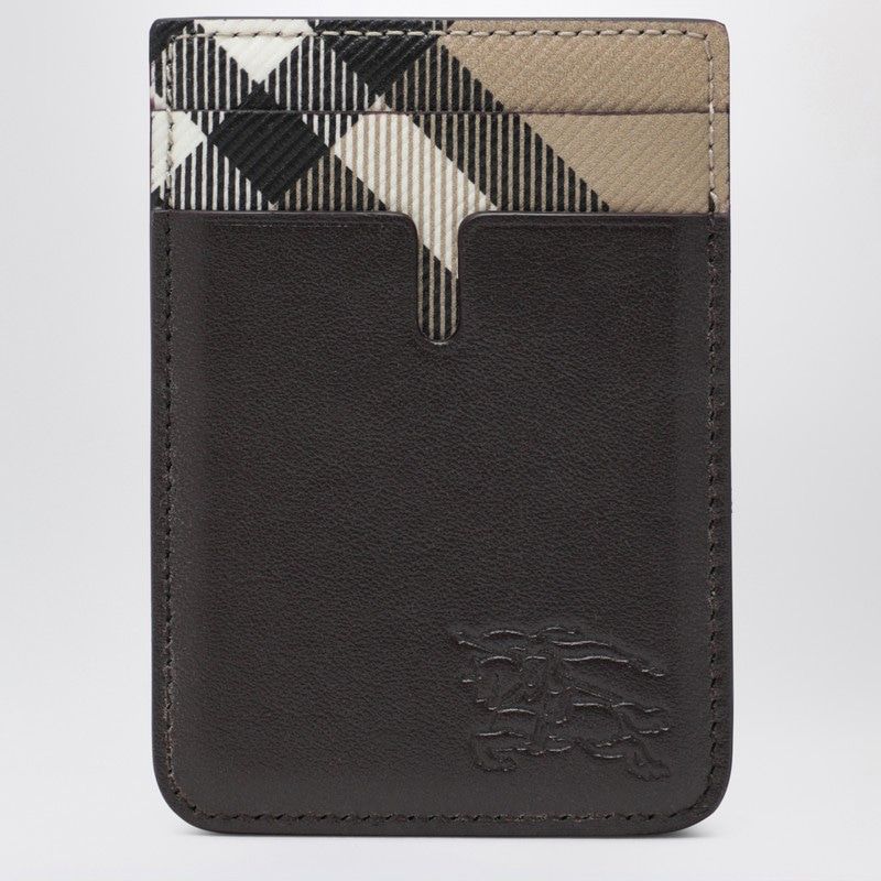 BURBERRY Mini Magnetic Card Holder with Check Pattern