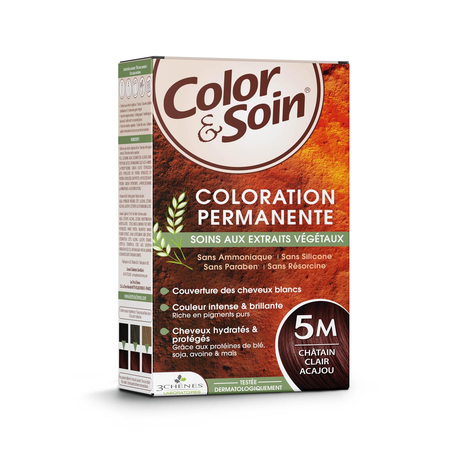 Color&amp;Soin Natural Ammonia-Free Hair Dye - Light Mahogany Chestnut Shade, Gentle Conditioning Hair Color Treatment for Natural Hair Care