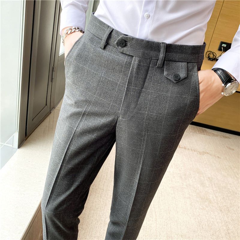 Korean Style British Classic Checkered Elegant Slim Fit Men&