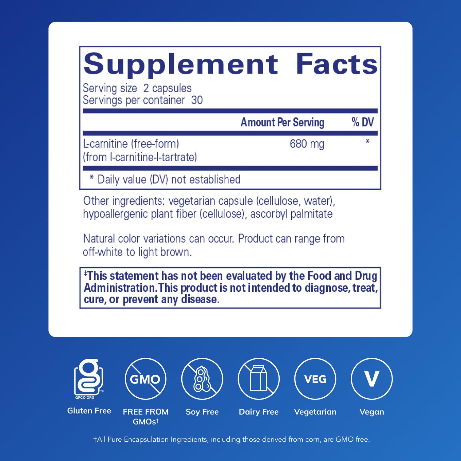 Pure L-Carnitine 60 Capsules