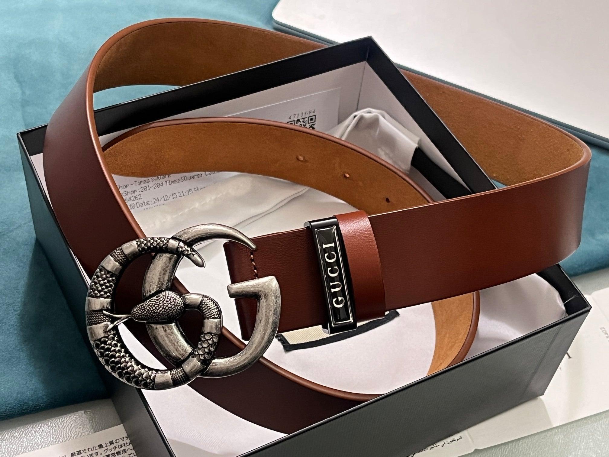GUCCI Embellished coated-canvas and leather belt &