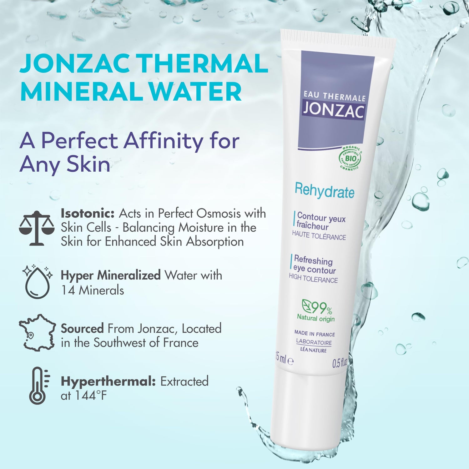 Eau Thermale Jonzac Soothing Eye Cream for Sensitive Skin - Hypoallergenic &amp; Natural