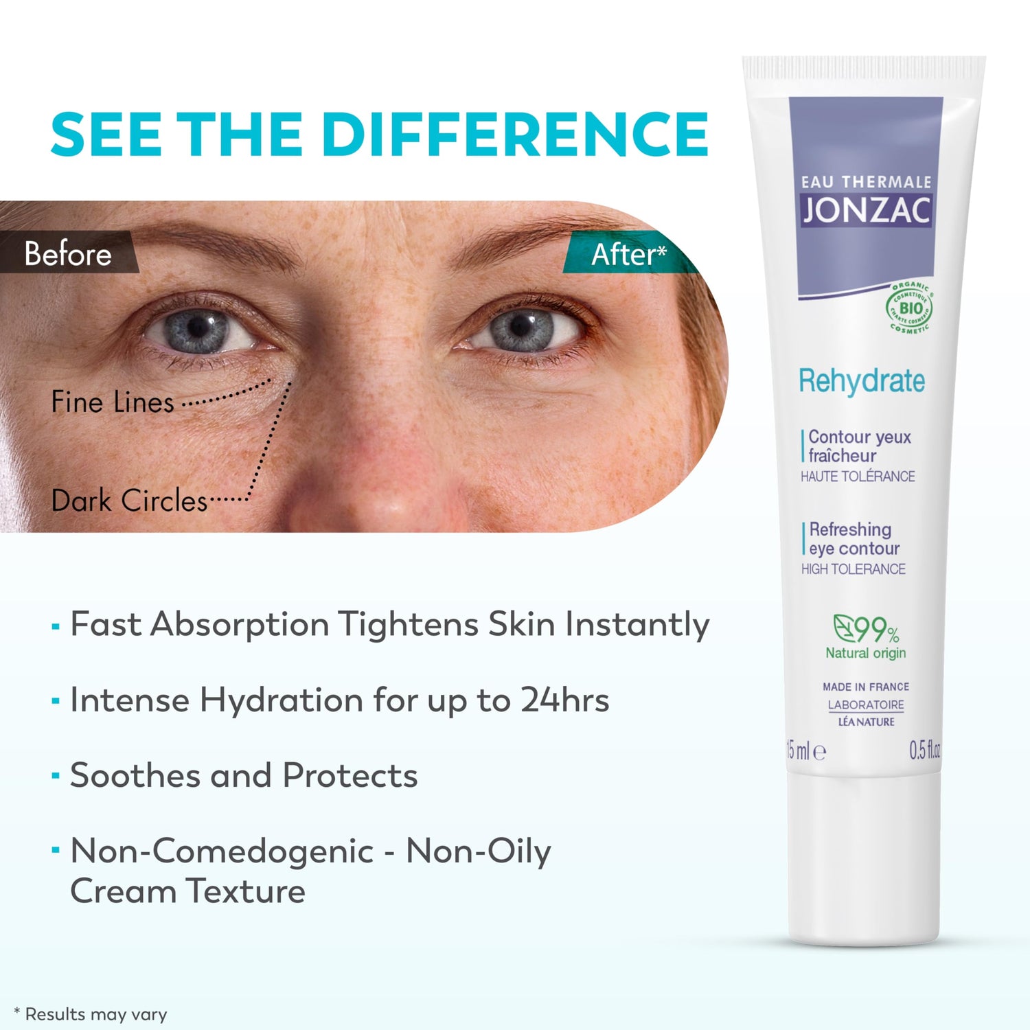 Eau Thermale Jonzac Soothing Eye Cream for Sensitive Skin - Hypoallergenic &amp; Natural