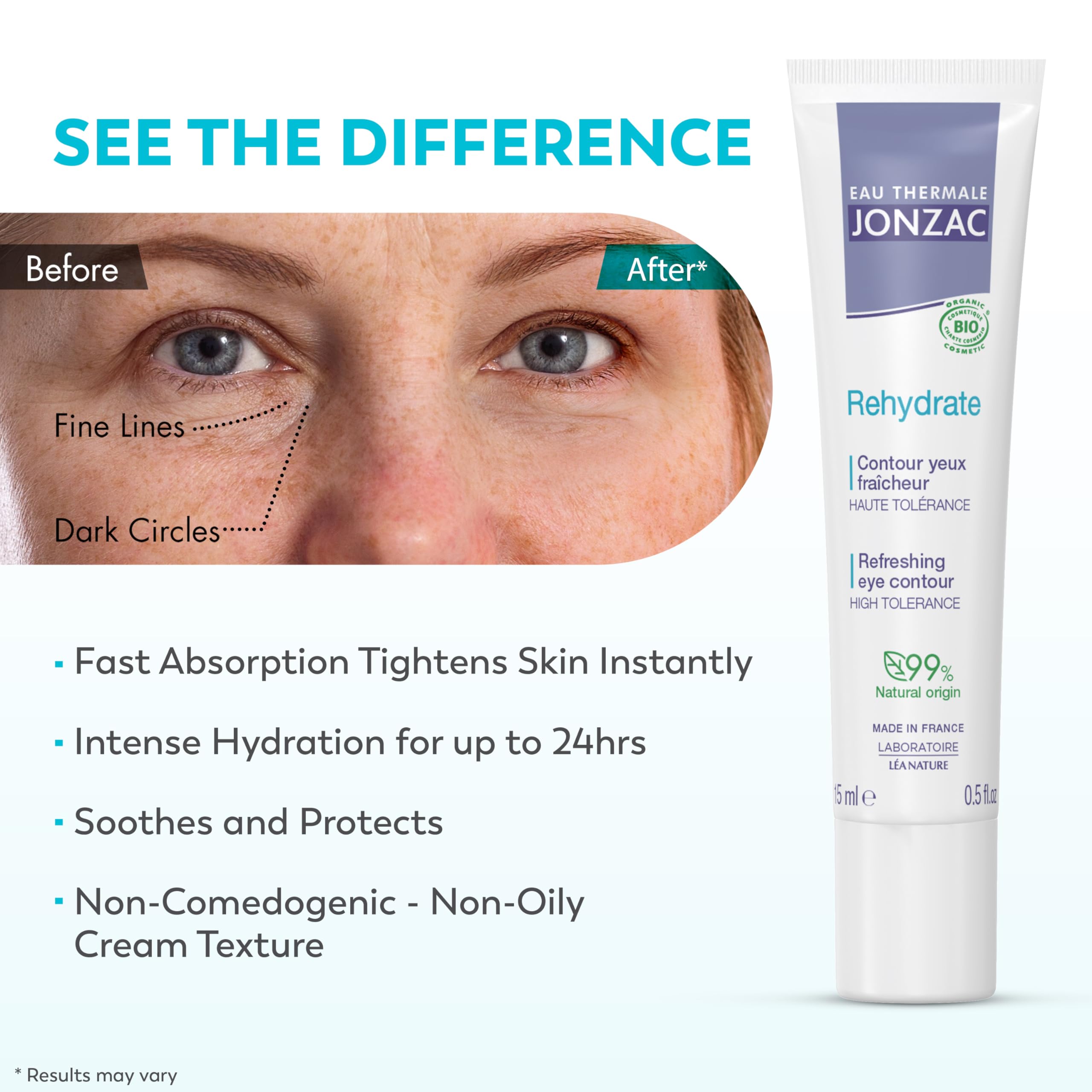 Eau Thermale Jonzac Soothing Eye Cream for Sensitive Skin - Hypoallergenic &amp; Natural