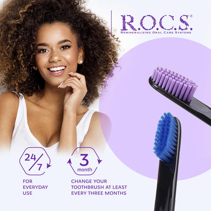 R.O.C.S. Black Edition Toothbrush - Elegant Design | Medium Hardness