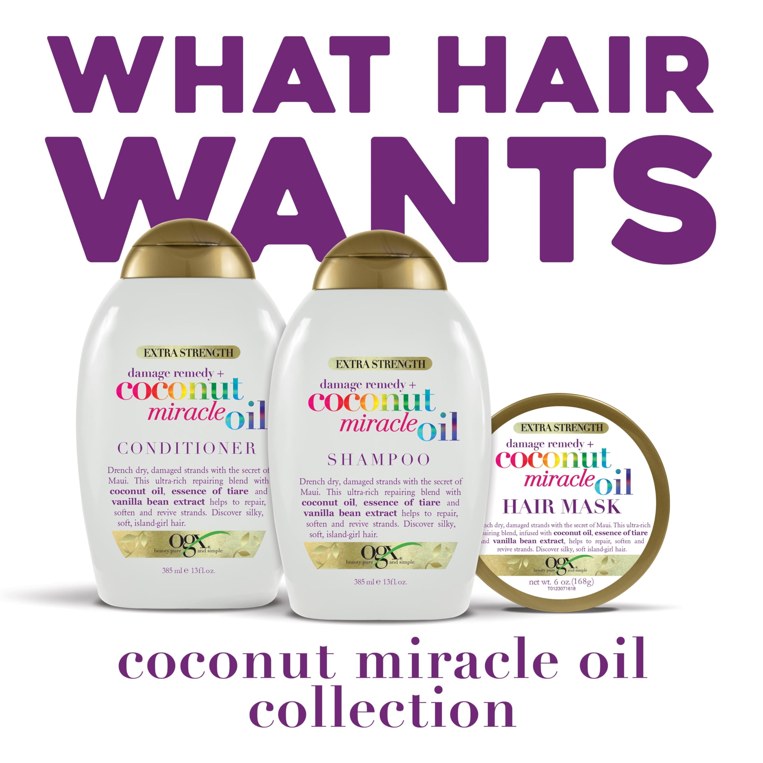OGX Coconut Miracle Oil Conditioner - Sulfate-Free Hair Repair &amp; Nourishment 13.01 fl oz