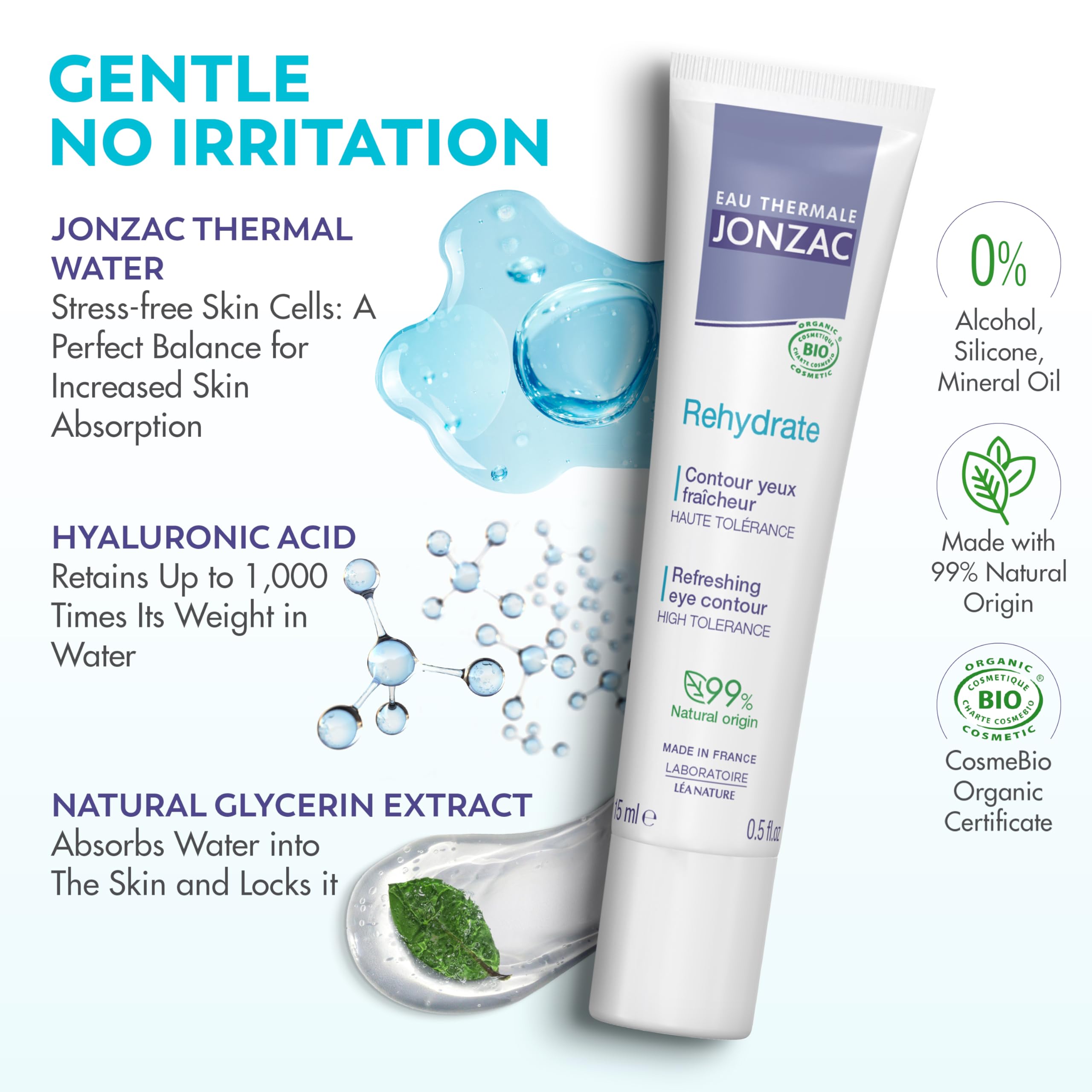 Eau Thermale Jonzac Soothing Eye Cream for Sensitive Skin - Hypoallergenic &amp; Natural