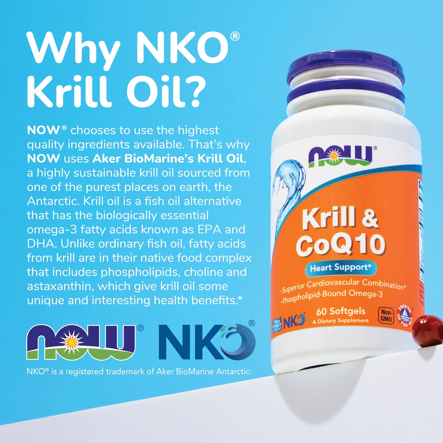 NOW Red Krill Oil 500mg Supplement - Omega-3 EPA &amp; DHA Dietary - 30 Capsules