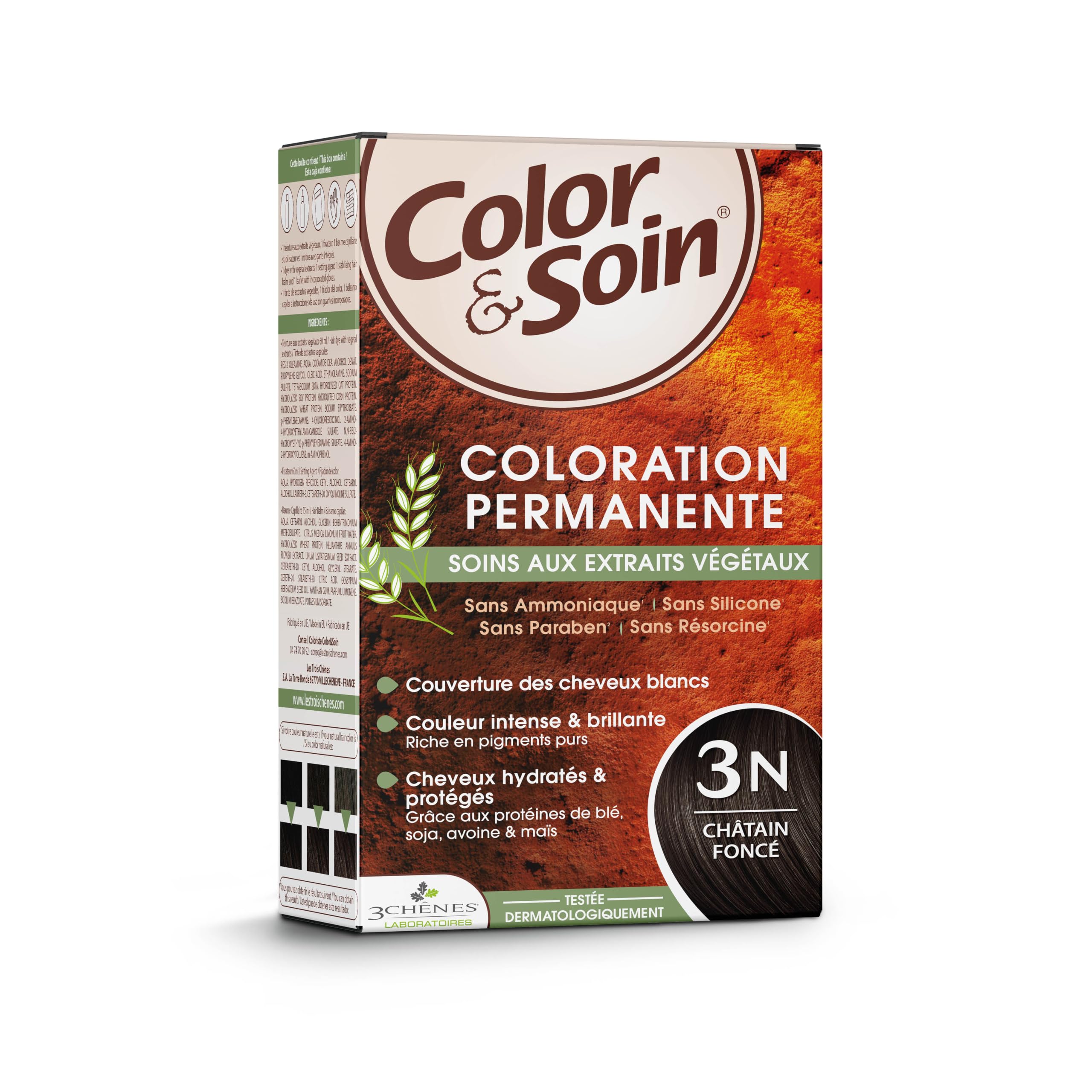 Color&amp;Soin Natural Ammonia-Free Dark Chestnut Hair Dye - Gentle, Long-Lasting Color