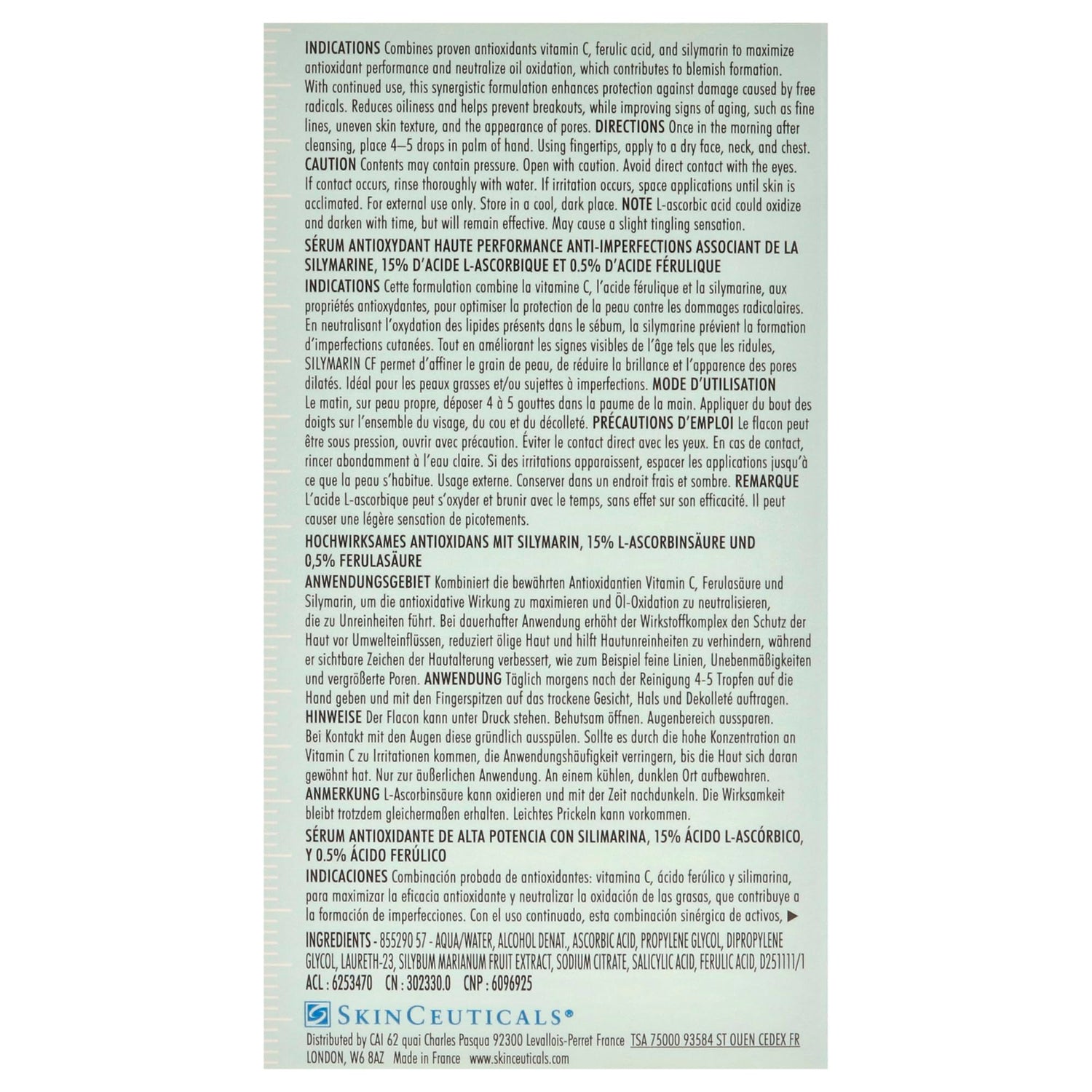 Skinceuticals Antioxidant Serum Silymarin CF - Vitamin C Serum for Anti-Aging &amp; Acne-Prone Skin