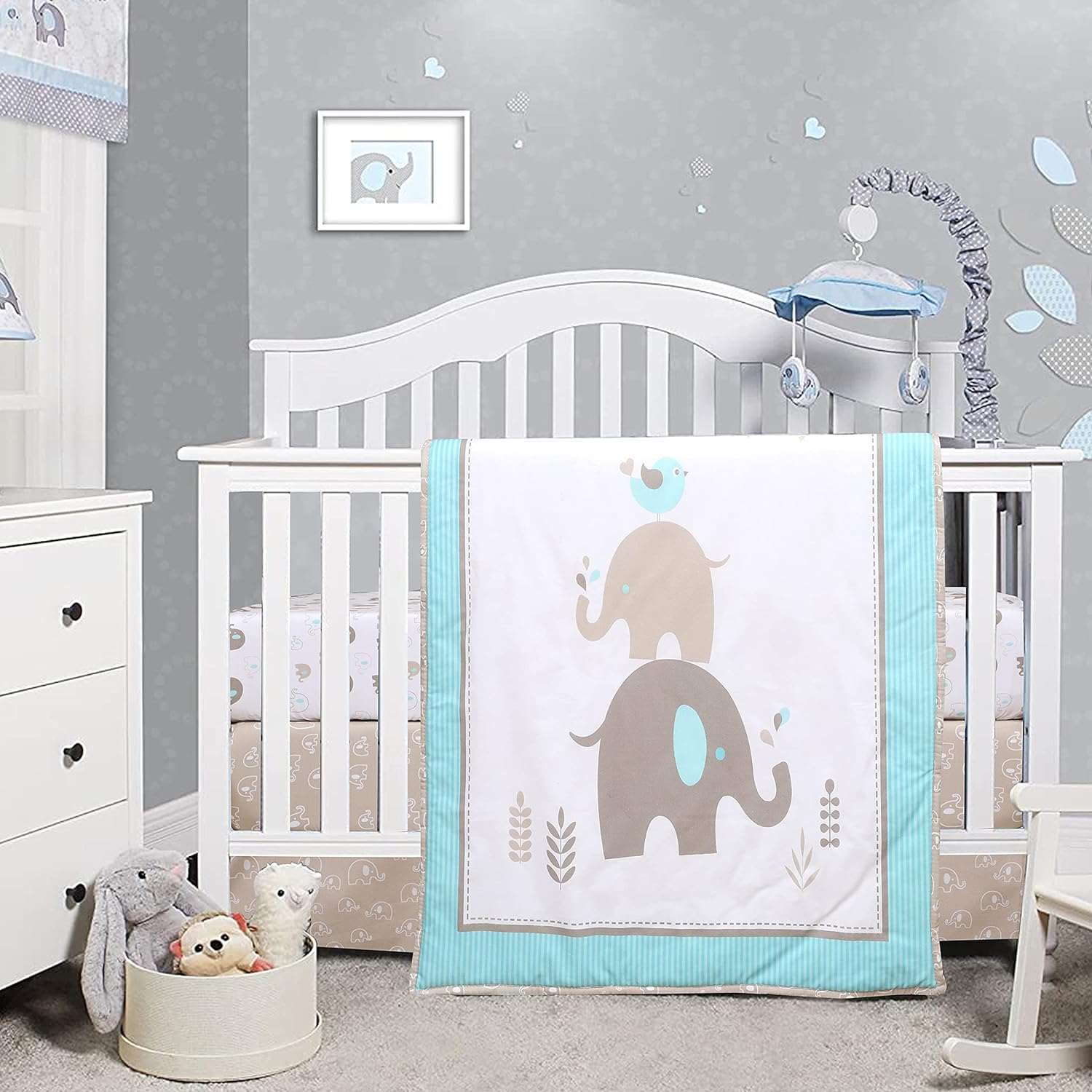 Cuddles &amp; Cribs Soft Cotton 4 Piece Baby Crib Bedding Set Reversible Comforter