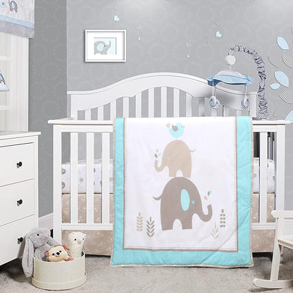 Cuddles &amp; Cribs Soft Cotton 4 Piece Baby Crib Bedding Set Reversible Comforter