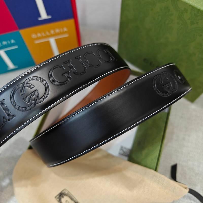 GUCCI Embellished coated-canvas and leather belt &