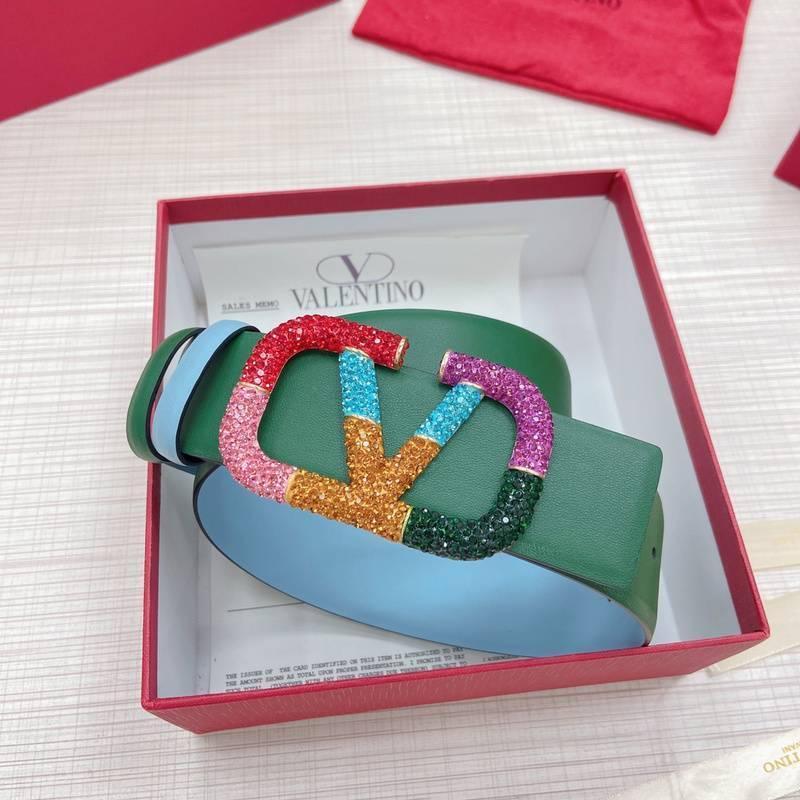 VALENTINO GARAVANI V logo Rainbow Reversible Leather Belt &