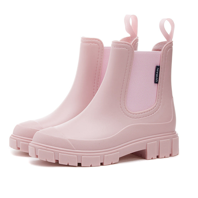 Women Waterproof Mid-Calf PVC Rain Boots with Non-Slip Sole