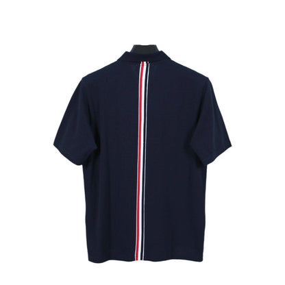 Thom Browne Navy Blue T-Shirt with Collar