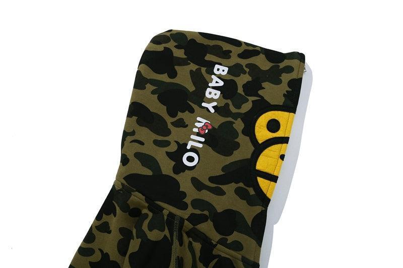 BAPE Sanrio Milo Hello Kitty Split Face 1st Camo Full Zip Hoodie A Bathing Ape Green
