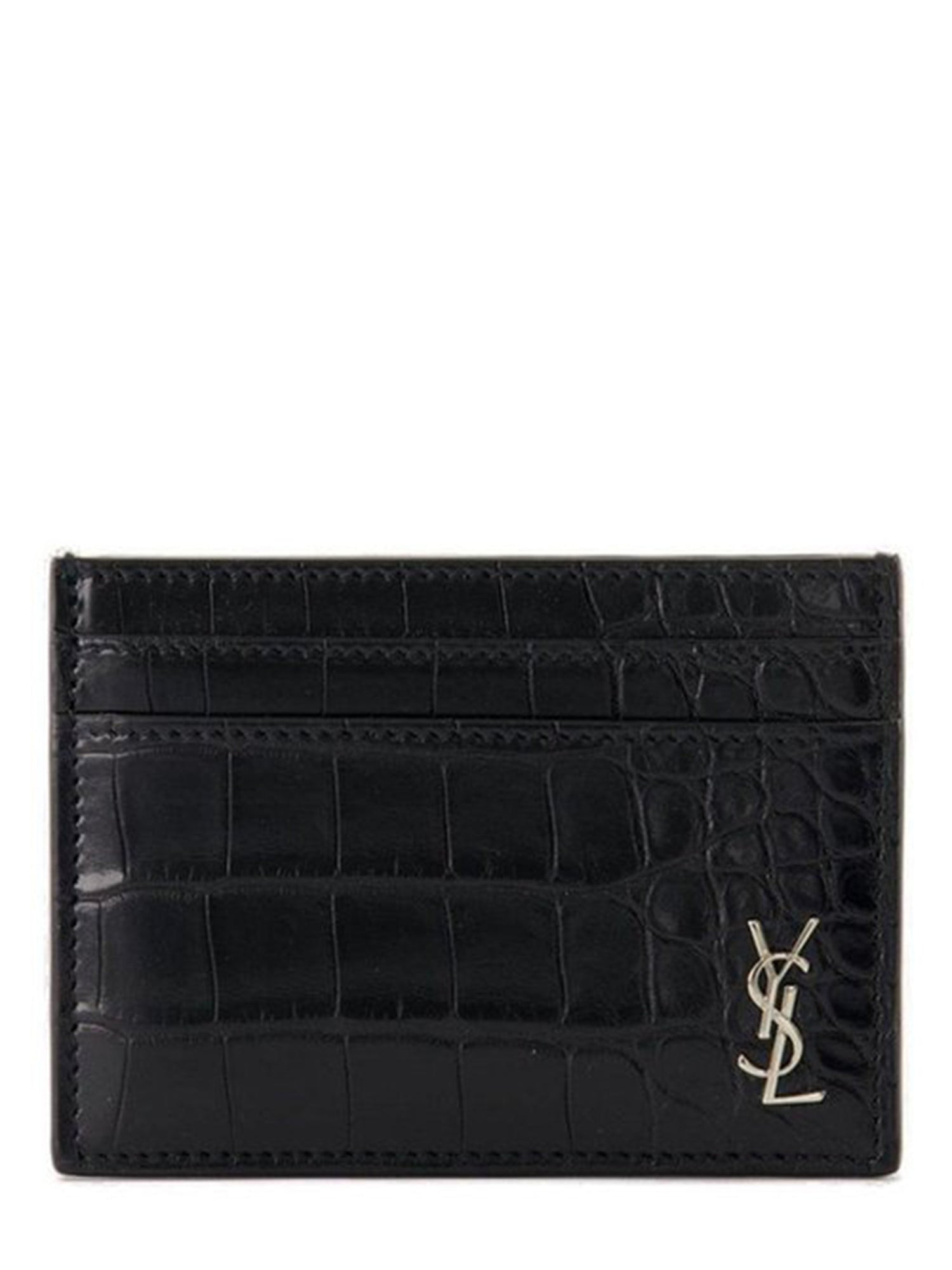 SAINT LAURENT Mini Alligator Leather Card Holder