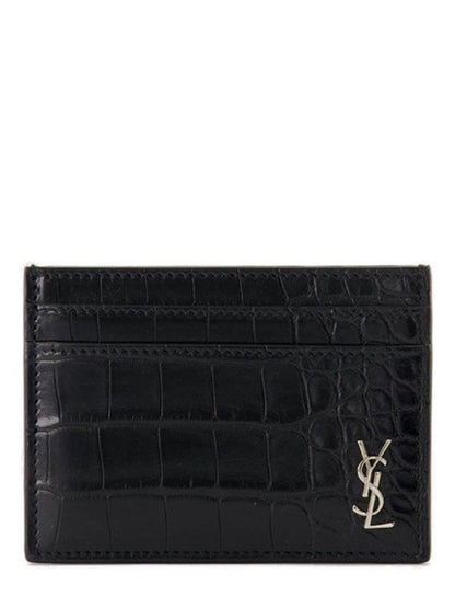 SAINT LAURENT Mini Alligator Leather Card Holder